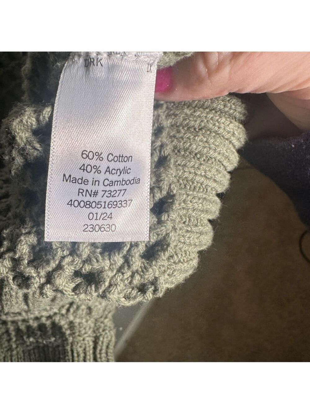 Sonoma Women's Sage Green Open Knit Sweater - Picture 4 of 5